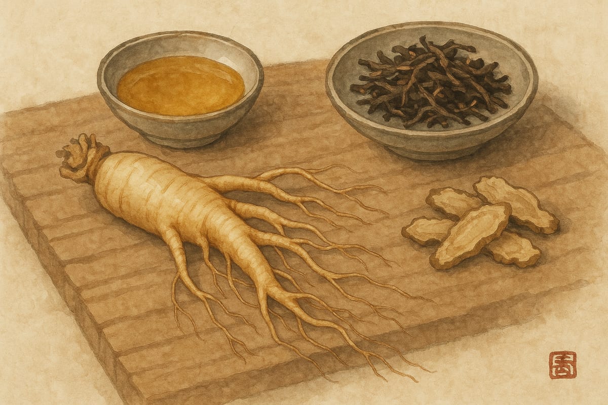 인삼·꿀·약재가 놓인 상